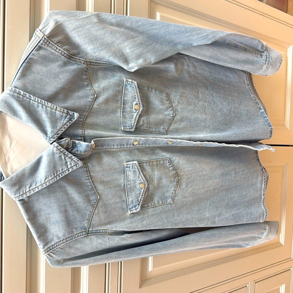 Nili Lotan Light Denim Button-Down Shirt